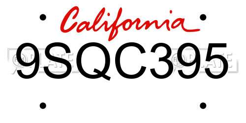 9SQC395 California License Plate
