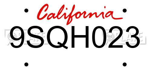 9SQH023 California License Plate
