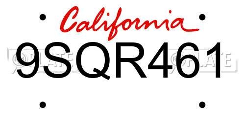 9SQR461 California License Plate