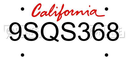 9SQS368 California License Plate