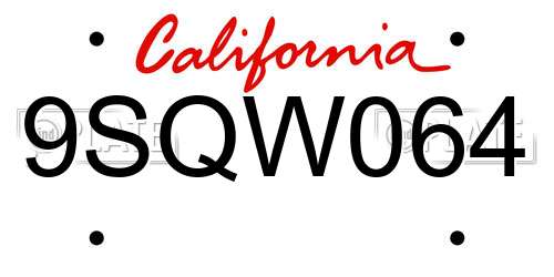 9SQW064 California License Plate