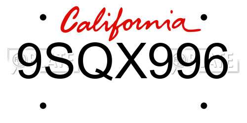 9SQX996 California License Plate