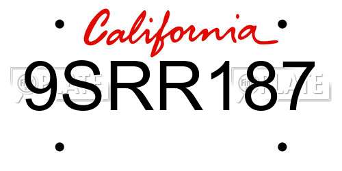 9SRR187 California License Plate