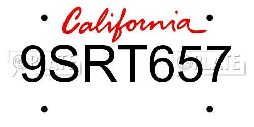 9SRT657 California License Plate