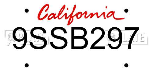 9SSB297 California License Plate