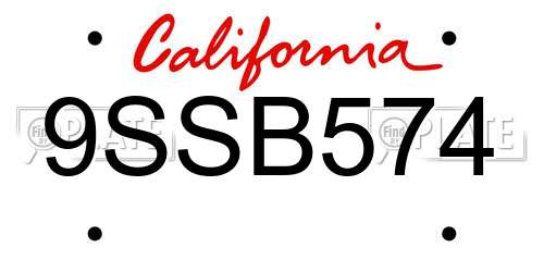9SSB574 California License Plate