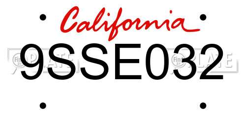 9SSE032 California License Plate