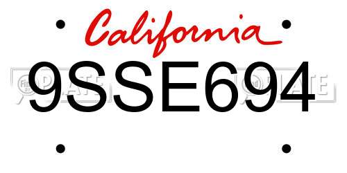9SSE694 California License Plate
