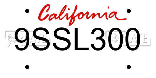 9SSL300 California License Plate
