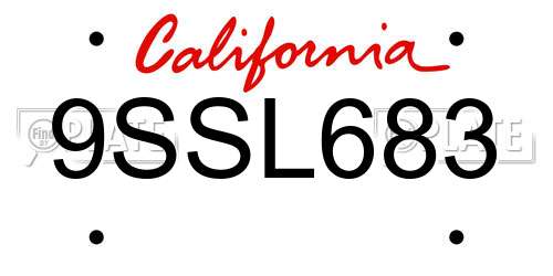 9SSL683 California License Plate