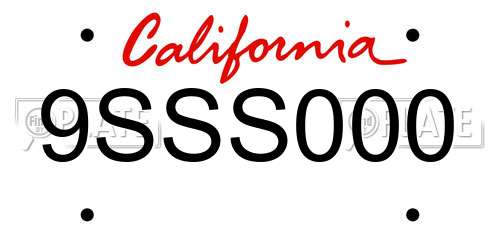 9SSS000 California License Plate