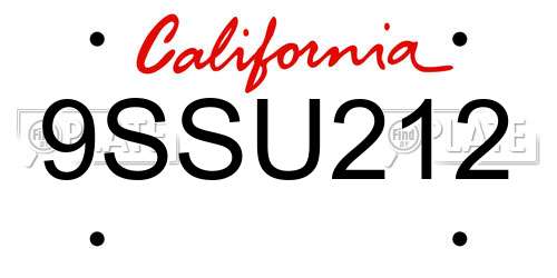 9SSU212 California License Plate