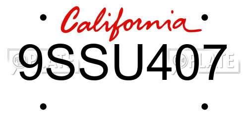 9SSU407 California License Plate