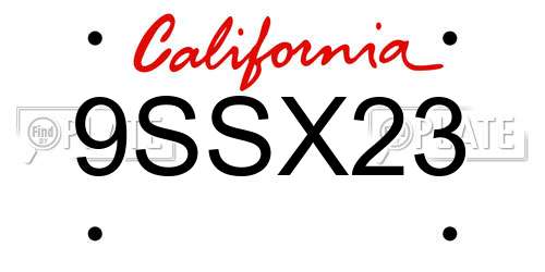9SSX23 California License Plate