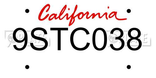 9STC038 California License Plate