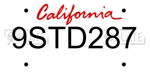 9STD287 California License Plate