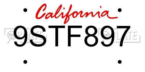 9STF897 California License Plate