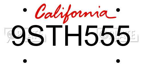 9STH555 California License Plate