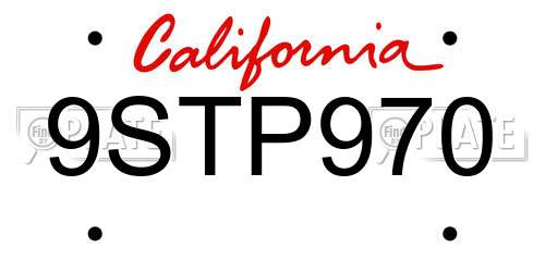 9STP970 California License Plate