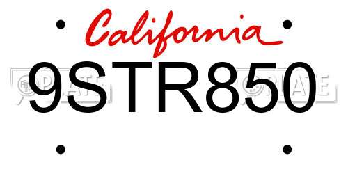 9STR850 California License Plate