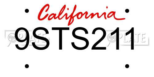 9STS211 California License Plate