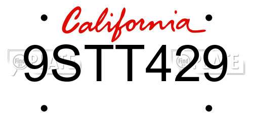 9STT429 California License Plate