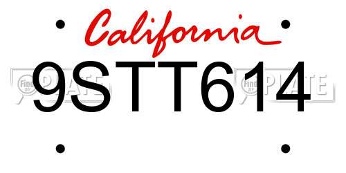 9STT614 California License Plate