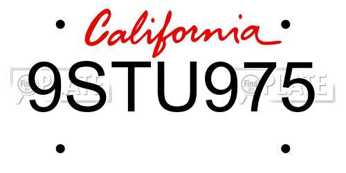 9STU975 California License Plate