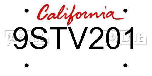 9STV201 California License Plate