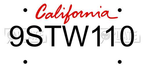 9STW110 California License Plate