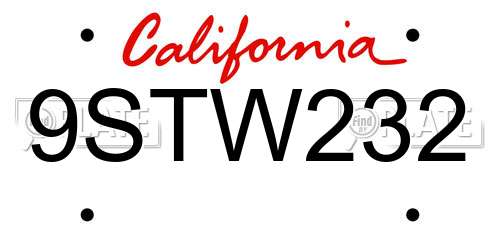 9STW232 California License Plate