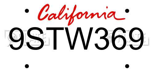 9STW369 California License Plate