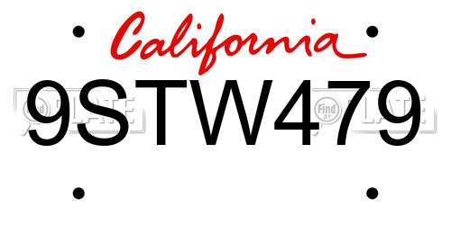 9STW479 California License Plate