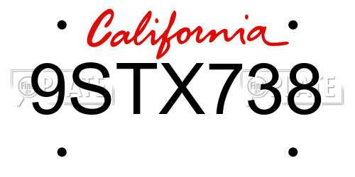 9STX738 California License Plate