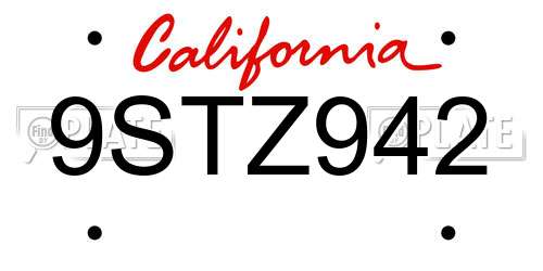 9STZ942 California License Plate