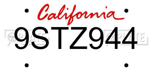 9STZ944 California License Plate