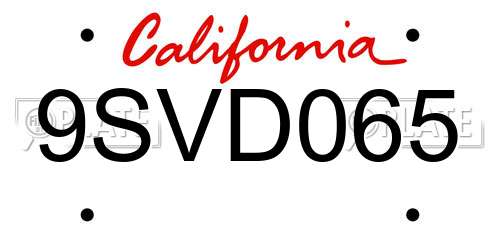 9SVD065 California License Plate