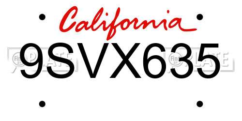 9SVX635 California License Plate