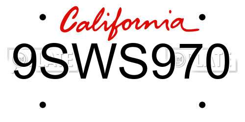 9SWS970 California License Plate