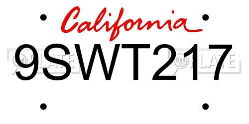 9SWT217 California License Plate
