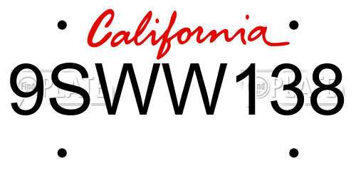 9SWW138 California License Plate