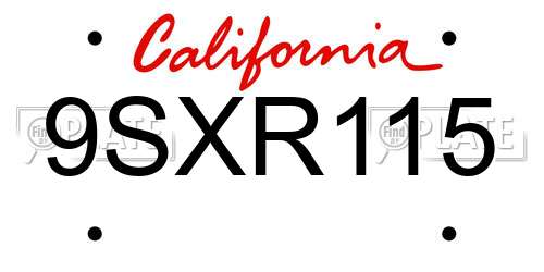 9SXR115 California License Plate