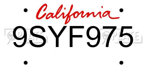 9SYF975 California License Plate
