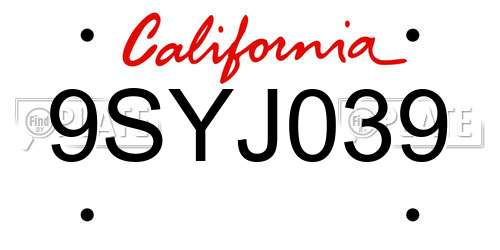 9SYJ039 California License Plate
