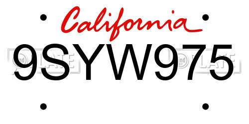 9SYW975 California License Plate