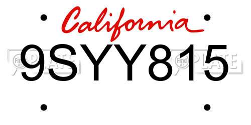 9SYY815 California License Plate