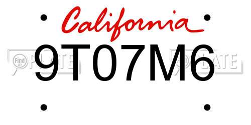 9T07M6 California License Plate