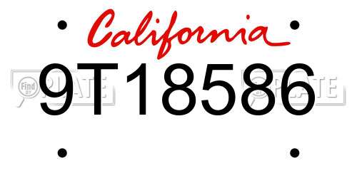 9T18586 California License Plate