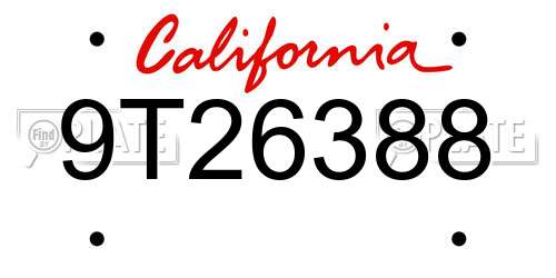 9T26388 California License Plate