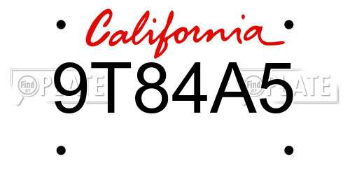 9T84A5 California License Plate